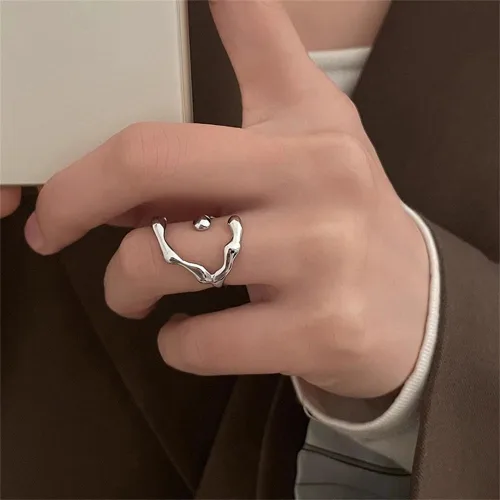 Vista 249 de Anillo de plata de ley 925, minimalista, ajustable, hecho a mano, para mujeres y niñas