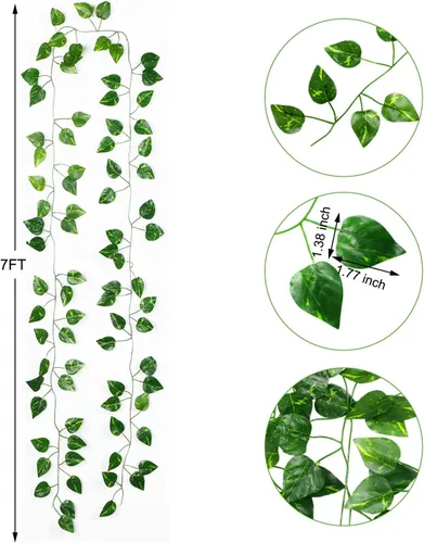 Vista 2 de Hotop Paquete de 72 enredaderas falsas de 472 pies para decoración de habitación, 72 hebras estéticas de hiedra artificial, plantas colgantes