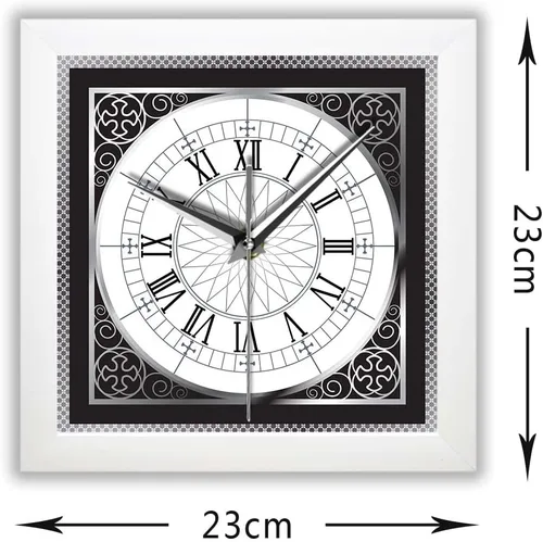 Vista 7 de Geek Alerts Reloj de pared de lujo con marco cuadrado blanco con números romanos, relojes retro, funciona con pilas, para el hogar, decorativo