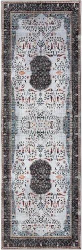 Vista 21 de SUPERIOR Medallion - Alfombra lavable, respaldo de algodón, alfombra para mesa de comedor, alfombra para vestíbulo, de fácil cuidado, alfombra Negro