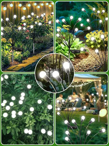 Vista 6 de 2026 Luces Solares Actualizadas para Exteriores, Juego de 8 Luces de Jardín Solares con 2 Modos, Luces de Luciérnaga al Aire Libre Impermeables