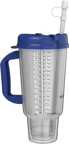 Vista 3 de Mugs N Coffee Taza de viaje de 32 onzas – Taza de hospital azul oscuro para bebidas frías – Aislamiento de doble pared, sin BPA, resistente a fugas