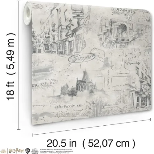 Vista 11 de RoomMates RMK12354PL - Papel tapiz adhesivo con mapa de Harry Potter, color topo