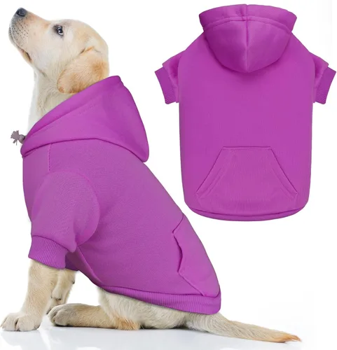 Vista 21 de Sudadera con capucha para perros pequeños, ropa de forro polar cepillado suave y liso, sudadera con capucha para mascotas con bolsillo (café-XS)