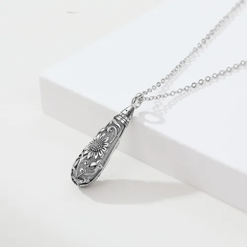 Vista 148 de Collar con colgante de urna de cenizas de cremación y árbol de la vida para mujer, plata de ley US1