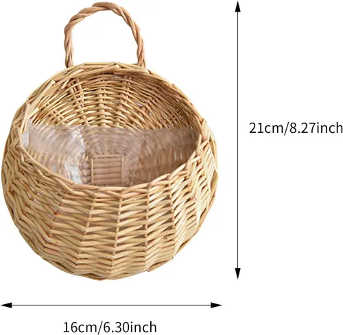 Vista 3 de 2 cestas tejidas para colgar en la pared para organizar plantas de flores, decoración bohemia, cesta para macetas montadas en la pared, maceta
