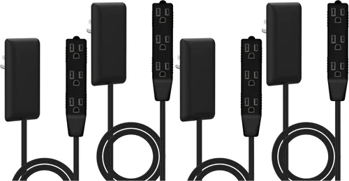 Vista 13 de LIDER LWE3-315-BK - Extensor de toma de corriente de cara plana con 3 receptáculos, enchufe de pared ultrafino, regleta de alimentación con cable