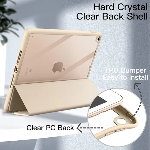 Vista 3 de JETech Funda para iPad de 10.2 pulgadas (9ª/8ª/7ª generación, 2021/2020/2019) con soporte para lápices, carcasa trasera transparente, soporte