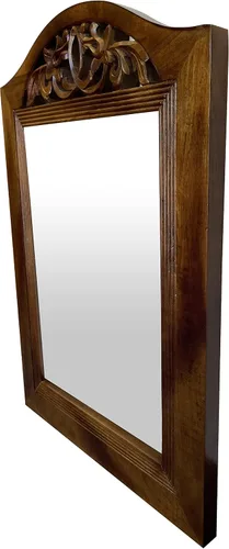 Vista 4 de Espejo de pared de madera, espejo de marco de madera rústica para baño, granja, dormitorio, entrada y sala de estar, espejo de pared decorativo