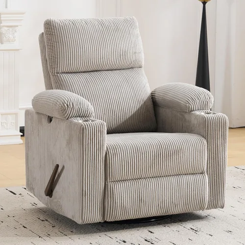 Vista 22 de Sillón reclinable eléctrico con balanceo para guardería con apoyabrazos ajustables, silla de lactancia con función de masaje y calor, reclinable