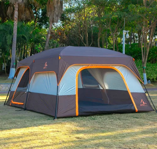 Vista 9 de KTT Extra Large Tent 10-12-14 Person(B),Family Cabin Tents,2 Rooms,3 Doors and 3 Windows with Mesh,Straight Wall,Waterproof,Double Layer,Big Tent