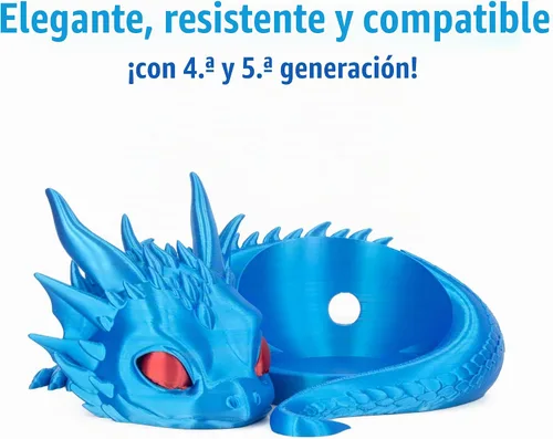 Vista 2 de Costume Wizard Soporte Dragon para Echo Dot 4ª/5ª generación, 3D impreso Dragon Amazon Echo Altavoces de escritorio, soporte para Echo Dot 5ª Azul