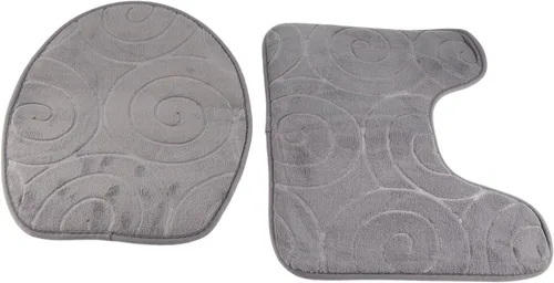 Vista 8 de Juego de 3 tapetes de baño, tapetes con relieve para tapa de inodoro, tapete antideslizante absorbente lateral para baño, baño (gris)