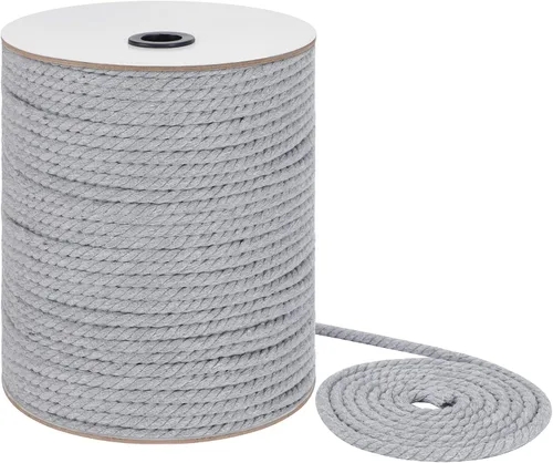 Vista 18 de Cuerda de macramé de 0.118 in x 328 yardas Cuerda de macramé 100% algodón natural 3 hebras de algodón trenzado para colgar plantas hecho a mano