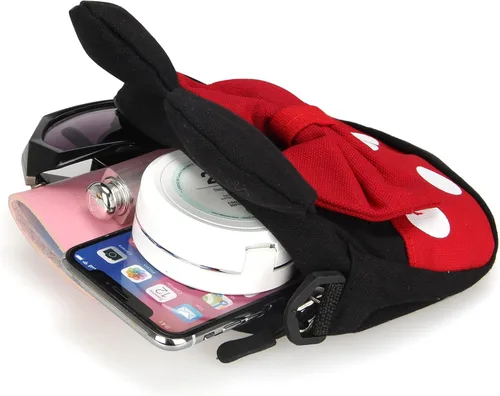 Vista 5 de Linda bolsa cruzada de Minnie Mouse para niñas pequeñas mini bolso cruzado de Disney para niños bolso cruzado de hombro para niños pequeños Rojo