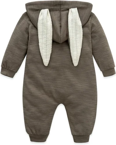 Vista 22 de Simplee Kids Enterizo con diseño de conejo de Pascua con capucha, para bebé, overol con cremallera y orejas largas