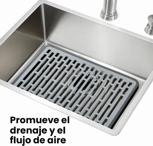 Vista 5 de OXO Good Grips - Alfombrilla de silicona para fregadero, tamaño grande Cojines para fregadero y platos, pies elevados para flujo de aire, ideales