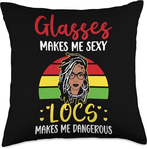 Vista 4 de Locs Afro Dreadlocks Love Beauty Hair Locs Make me Dangerous Afro Hair Black American African Girl Throw Pillow, 16x16, Multicolor