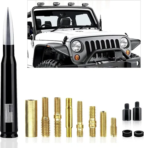 Vista 9 de gunhunt 1 PC Diseño de Bandera Americana Antena para Coche y Camión, Antena de Bala para Coche y Camión, Diseño Antirrobo Mejora la Señal Reemplazo