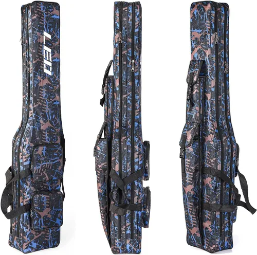 Vista 5 de LEOFISHING Bolsa de almacenamiento de aparejos de pesca de 51.2 in/4.27 pies, organizador portátil de carrete de caña de pescar, cajas