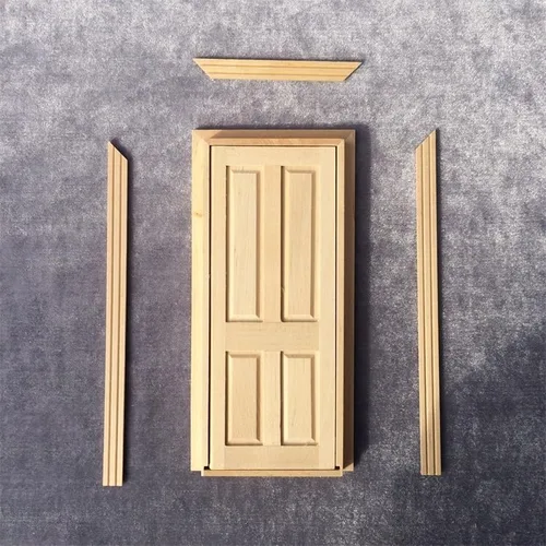 Vista 5 de Casa de muñecas AirAds 1:12 Miniatures 4 paneles puerta madera sin terminar
