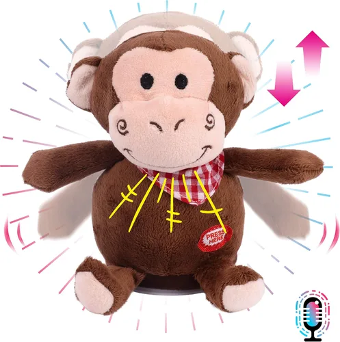 Vista 14 de Hopearl Gatito parlante repite lo que dices, gato con pez, juguete animado interactivo eléctrico, juguete de peluche para niños pequeños, 7 pulgadas