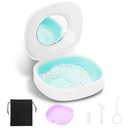Vista 11 de Doboli Funda de retención, Slim Aligner Funda protectora bucal compatible con Invisalign Negro
