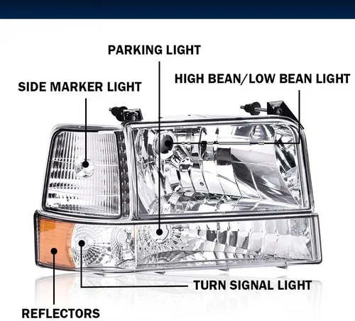 Vista 5 de GRAND ORANGE Headlights Compatible with Ford F150 Bronco 1992-1996 Chrome
