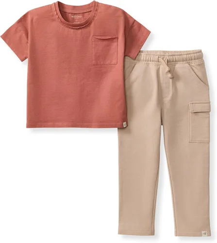 Vista 7 de Burt's Bees Baby conjunto de camisa y pantalón para bebé niño, conjunto de camiseta de manga larga y pantalón, 100% algodón orgánico Lavado de ácido