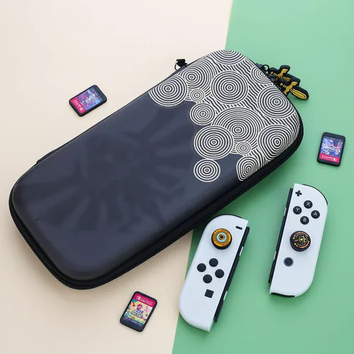 Vista 4 de GLDRAM Theme for Zelda Carrying Case Compatible with Nintendo Switch & OLED, Portable Switch Accessories with Protective Travel Bag, 2 Thumb Grip