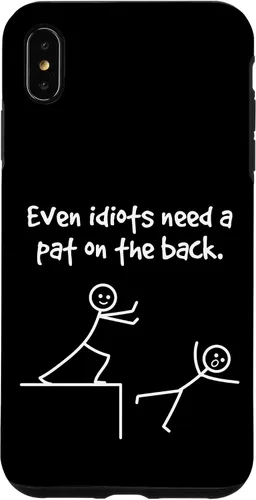 Vista 11 de Even Idiots Need A Pat On The Back Funny Stick Man Joke - Funda de regalo para iPhone 17