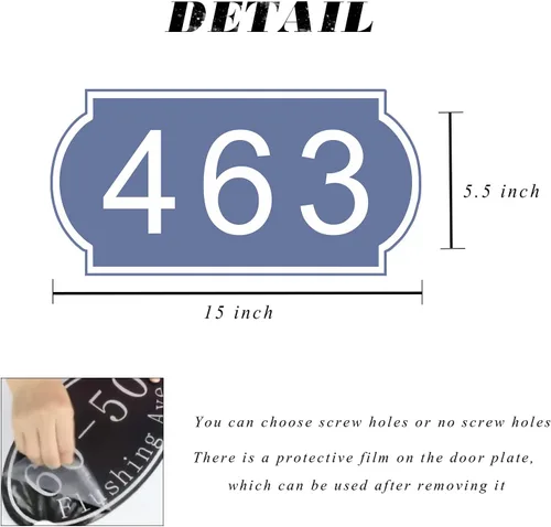 Vista 2 de Letrero de dirección personalizado para casa, placa de aluminio para número de casa, letrero de dirección horizontal, números de casa reflectantes