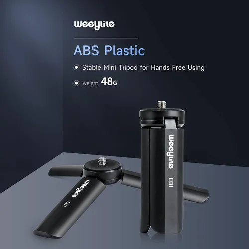 Vista 2 de Mini trípode de 1/4, soporte de escritorio de sobremesa, trípode compacto con tornillo de 1/4 pulgadas para luz weeylite K21, luz fotográfica
