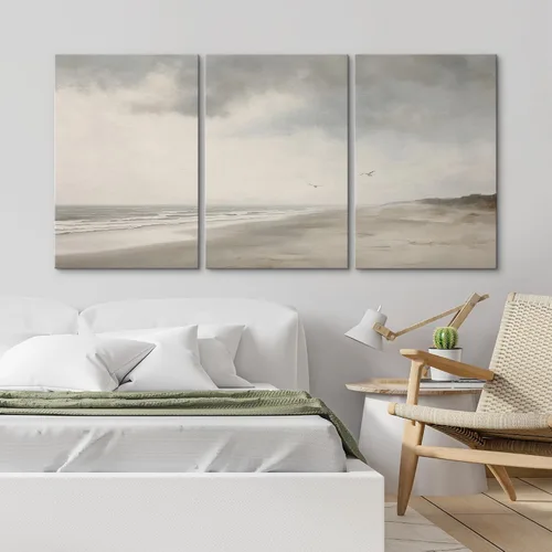 Vista 406 de wall26 Lienzo enmarcado para pared, juego de arte de acuarela pastel, paisaje rural, ilustraciones con formas abstractas, arte moderno, decorativo