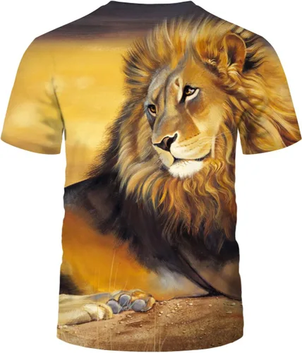 Vista 2 de Camiseta de manga corta con estampado 3D de leones de animales para hombre