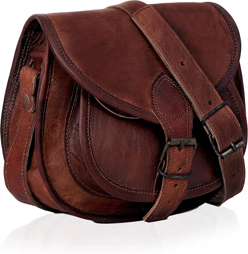 Vista 6 de C CUERO Bolso de cuero para mujer, bolso cruzado de cuero marrón genuino, bolso cruzado para mujer, bolso de viaje para el hombro, Marrón