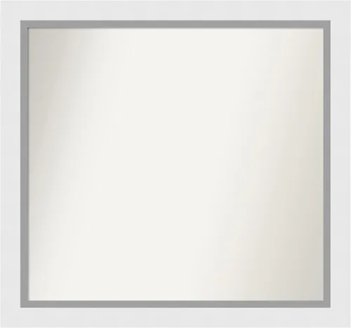 Vista 196 de Amanti Art Espejo de baño blanco para sobre el fregadero, 24 x 26 pulgadas, espejo rectangular blanco y blanco, marco de madera contemporáneo
