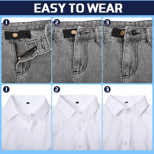 Vista 4 de Canlierr 20 Pcs Extender Button Set Includes Elastic Waist Button and Comfy Collar Extender for Clothing Supplies
