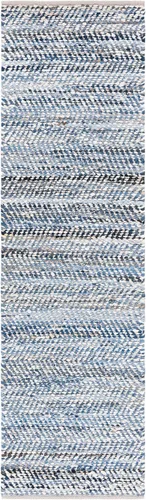 Vista 2 de SAFAVIEH Natura Collection - Alfombra de pasillo, 2 pies 3 pulgadas x 7 pies, azul y marfil, lana y algodón, ideal para dormitorio, vestíbulo