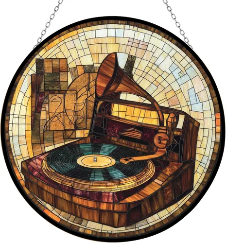 Vista 15 de Guante de béisbol bohemio para el día del padre, picnic, vitral, atrapasoles para colgar en la ventana, adornos de Navidad góticos de dragón