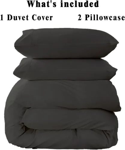 Vista 3 de ARlinen Juego de funda de edredón de tamaño matrimonial, 100% algodón egipcio, juego de ropa de cama de 3 piezas con cierre de cremallera, incluye 1