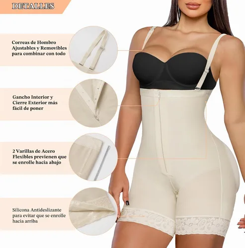 Vista 4 de YIANNA Fajas Colombianas Tummy Control Shapewear for Women Body Shaper Girdles Butt Lifter Compression Garment 2-beige (cremallera frontal)