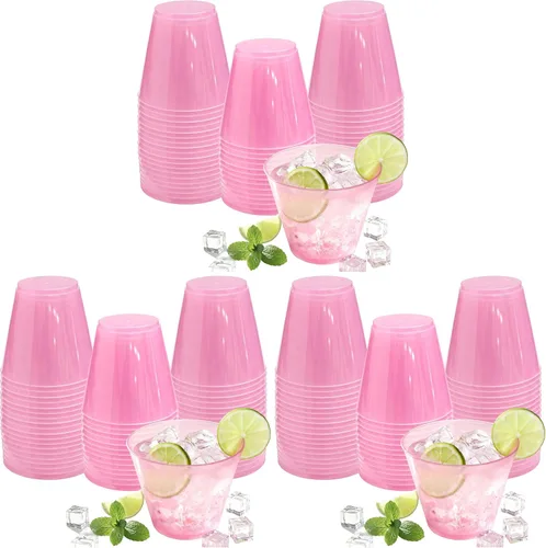 Vista 16 de Glowserve Paquete de 50 vasos de plástico transparente de 9 onzas, vasos de plástico azul transparente para cóctel, vasos desechables para fiestas