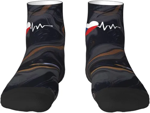 Vista 2 de GDJF Heartbeat I Love Czech Republic Heart Flag Ankle Socks Winter Low Cut Sports Warm Breathable Comfort Casual Socks For Mens And Womens