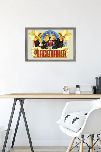 Vista 6 de Trends International DC Comics TV Peacemaker - Póster de pared de grupo, 22.4 pulgadas de largo x 14.7 pulgadas, versión enmarcada de madera