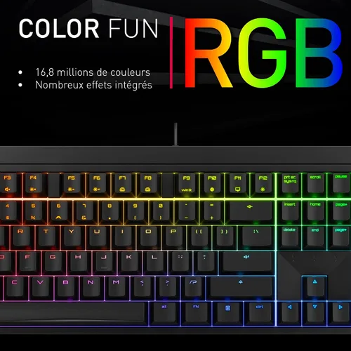 Vista 5 de Cherry MX 2.0S Teclado para juegos con cable con iluminación RGB MX interruptores silenciosos rojos. Tablero blanco puro