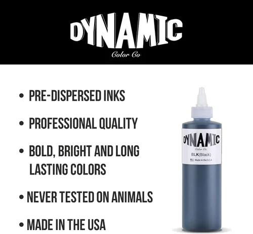 Vista 3 de Dynamic - Tinta de tatuaje, varios tamaños y colores, 1 Ounce, Blanco pesado. Sterilized and lot-numbered for full traceability; established