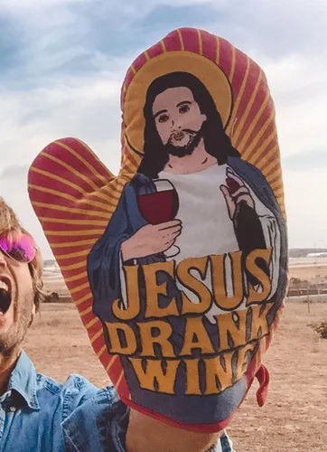 Vista 5 de Jesús bebió vino guante de horno divertido religión beber vino amante novedad guante de cocina divertido gráfico ropa de cocina religioso vino