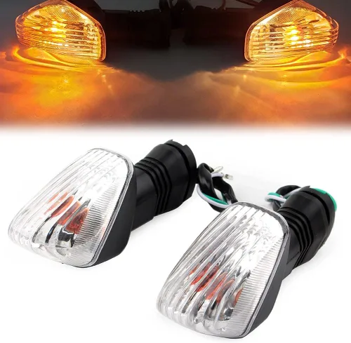 Vista 2 de FSFY - 1 par de luces indicadoras de señal de giro trasera de motocicleta, lente blanca para Kawasaki Ninja ZX-6R ZX-6RR 600 636 Z750S KLE 500/650