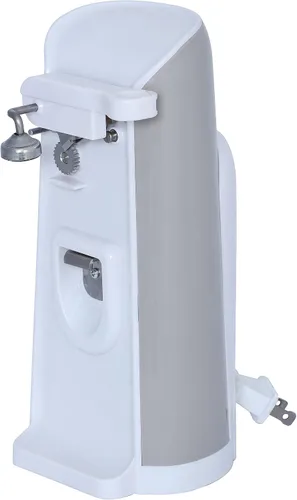 Vista 4 de Brentwood J-30W Abrelatas eléctrico alto con afilador de cuchillos y abrebotellas, color blanco